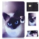 For Huawei MediaPad M6 10.8 Colored Drawing Electric Pressed Horizontal Flip Leather Case, with Holder & Card Slots(Blue Eyes Cat) - 1