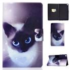 For Galaxy Tab A 8.0 2019 / T290 Colored Drawing Electric Pressed Horizontal Flip Leather Case, with Holder & Card Slots(Blue Eyes Cat) - 1
