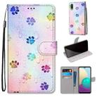 For Samsung Galaxy A02 / M02 Coloured Drawing Cross Texture Horizontal Flip PU Leather Case with Holder & Card Slots & Wallet & Lanyard(Footprint Water Drops) - 1