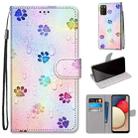 For Samsung Galaxy A02s / M02s Coloured Drawing Cross Texture Horizontal Flip PU Leather Case with Holder & Card Slots & Wallet & Lanyard(Footprint Water Drops) - 1