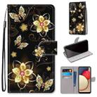 For Samsung Galaxy A02s / M02s Coloured Drawing Cross Texture Horizontal Flip PU Leather Case with Holder & Card Slots & Wallet & Lanyard(Gold Diamond Butterfly) - 1