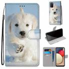 For Samsung Galaxy A02s / M02s Coloured Drawing Cross Texture Horizontal Flip PU Leather Case with Holder & Card Slots & Wallet & Lanyard(Snow Puppy) - 1