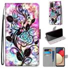 For Samsung Galaxy A02s / M02s Coloured Drawing Cross Texture Horizontal Flip PU Leather Case with Holder & Card Slots & Wallet & Lanyard(Color Bottom Hollow Flower) - 1