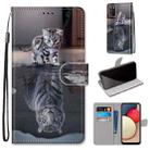 For Samsung Galaxy A02s / M02s Coloured Drawing Cross Texture Horizontal Flip PU Leather Case with Holder & Card Slots & Wallet & Lanyard(Cat Becomes Tiger) - 1