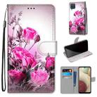 For Samsung Galaxy A12 / M12 Coloured Drawing Cross Texture Horizontal Flip PU Leather Case with Holder & Card Slots & Wallet & Lanyard(Wild Rose) - 1