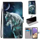 For Samsung Galaxy A32 5G Coloured Drawing Cross Texture Horizontal Flip PU Leather Case with Holder & Card Slots & Wallet & Lanyard(Pensive Wolf) - 1