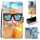 For Huawei Mate 40 Pro Coloured Drawing Cross Texture Horizontal Flip PU Leather Case with Holder & Card Slots & Wallet & Lanyard(Cat Drinking Soda) - 1