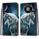 For Huawei Mate 40 Pro Coloured Drawing Cross Texture Horizontal Flip PU Leather Case with Holder & Card Slots & Wallet & Lanyard(Pensive Wolf) - 2