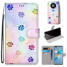 For Huawei Mate 40 Pro Coloured Drawing Cross Texture Horizontal Flip PU Leather Case with Holder & Card Slots & Wallet & Lanyard(Footprint Water Drops) - 1