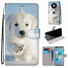 For Huawei Mate 40 Pro Coloured Drawing Cross Texture Horizontal Flip PU Leather Case with Holder & Card Slots & Wallet & Lanyard(Snow Puppy) - 1