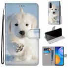 For Huawei P Smart 2021 / Y7a Coloured Drawing Cross Texture Horizontal Flip PU Leather Case with Holder & Card Slots & Wallet & Lanyard(Snow Puppy) - 1