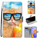 For Huawei Y9a Coloured Drawing Cross Texture Horizontal Flip PU Leather Case with Holder & Card Slots & Wallet & Lanyard(Cat Drinking Soda) - 1