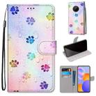 For Huawei Y9a Coloured Drawing Cross Texture Horizontal Flip PU Leather Case with Holder & Card Slots & Wallet & Lanyard(Footprint Water Drops) - 1