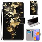 For Huawei Y9a Coloured Drawing Cross Texture Horizontal Flip PU Leather Case with Holder & Card Slots & Wallet & Lanyard(Golden Butterfly Group) - 1