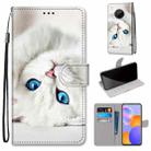 For Huawei Y9a Coloured Drawing Cross Texture Horizontal Flip PU Leather Case with Holder & Card Slots & Wallet & Lanyard(White Kitten) - 1