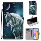 For Honor 10X Lite Coloured Drawing Cross Texture Horizontal Flip PU Leather Case with Holder & Card Slots & Wallet & Lanyard(Pensive Wolf) - 1