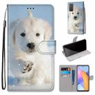 For Honor 10X Lite Coloured Drawing Cross Texture Horizontal Flip PU Leather Case with Holder & Card Slots & Wallet & Lanyard(Snow Puppy) - 1