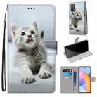 For Honor 10X Lite Coloured Drawing Cross Texture Horizontal Flip PU Leather Case with Holder & Card Slots & Wallet & Lanyard(Small Gray Cat) - 1