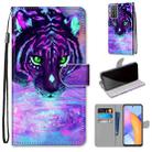 For Honor 10X Lite Coloured Drawing Cross Texture Horizontal Flip PU Leather Case with Holder & Card Slots & Wallet & Lanyard(Tiger Drinking Water) - 1