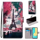 For LG Stylo 7 5G Coloured Drawing Cross Texture Horizontal Flip PU Leather Case with Holder & Card Slots & Wallet & Lanyard(Pink Flower Tower Bridge) - 1