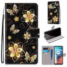 For Motorola Moto E7 Coloured Drawing Cross Texture Horizontal Flip PU Leather Case with Holder & Card Slots & Wallet & Lanyard(Gold Diamond Butterfly) - 1