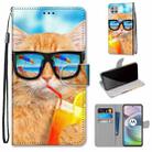 For Motorola Moto G 5G Coloured Drawing Cross Texture Horizontal Flip PU Leather Case with Holder & Card Slots & Wallet & Lanyard(Cat Drinking Soda) - 1