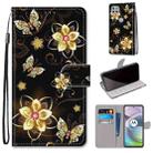 For Motorola Moto G 5G Coloured Drawing Cross Texture Horizontal Flip PU Leather Case with Holder & Card Slots & Wallet & Lanyard(Gold Diamond Butterfly) - 1