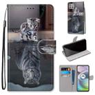 For Motorola Moto G 5G Coloured Drawing Cross Texture Horizontal Flip PU Leather Case with Holder & Card Slots & Wallet & Lanyard(Cat Becomes Tiger) - 1