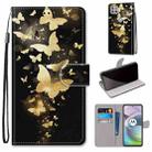 For Motorola Moto G 5G Coloured Drawing Cross Texture Horizontal Flip PU Leather Case with Holder & Card Slots & Wallet & Lanyard(Golden Butterfly Group) - 1