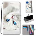 For Motorola Moto G 5G Plus Coloured Drawing Cross Texture Horizontal Flip PU Leather Case with Holder & Card Slots & Wallet & Lanyard(White Kitten) - 1