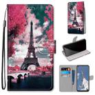 For OPPO A52 / A92 / A72 Coloured Drawing Cross Texture Horizontal Flip PU Leather Case with Holder & Card Slots & Wallet & Lanyard(Pink Flower Tower Bridge) - 1