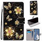 For OPPO A52 / A92 / A72 Coloured Drawing Cross Texture Horizontal Flip PU Leather Case with Holder & Card Slots & Wallet & Lanyard(Gold Diamond Butterfly) - 1