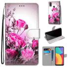 For Alcatel 1L (2021) Coloured Drawing Cross Texture Horizontal Flip PU Leather Case with Holder & Card Slots & Wallet & Lanyard(Wild Rose) - 1