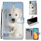 For Alcatel 1L (2021) Coloured Drawing Cross Texture Horizontal Flip PU Leather Case with Holder & Card Slots & Wallet & Lanyard(Snow Puppy) - 1