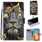 For Alcatel 1L (2021) Coloured Drawing Cross Texture Horizontal Flip PU Leather Case with Holder & Card Slots & Wallet & Lanyard(Fission Lion) - 1