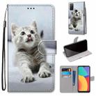 For Alcatel 1S 2021 / 3L 2021 Coloured Drawing Cross Texture Horizontal Flip PU Leather Case with Holder & Card Slots & Wallet & Lanyard(Small Gray Cat) - 1