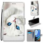 For Xiaomi Redmi Note 9 4G / 9 Power Coloured Drawing Cross Texture Horizontal Flip PU Leather Case with Holder & Card Slots & Wallet & Lanyard(White Kitten) - 1