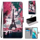 For Xiaomi Redmi Note 9T / Note 9 5G Coloured Drawing Cross Texture Horizontal Flip PU Leather Case with Holder & Card Slots & Wallet & Lanyard(Pink Flower Tower Bridge) - 1