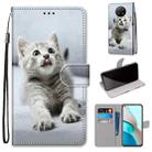 For Xiaomi Redmi Note 9T / Note 9 5G Coloured Drawing Cross Texture Horizontal Flip PU Leather Case with Holder & Card Slots & Wallet & Lanyard(Small Gray Cat) - 1