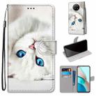 For Xiaomi Redmi Note 9T / Note 9 5G Coloured Drawing Cross Texture Horizontal Flip PU Leather Case with Holder & Card Slots & Wallet & Lanyard(White Kitten) - 1