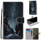 For Xiaomi Poco M3 Coloured Drawing Cross Texture Horizontal Flip PU Leather Case with Holder & Card Slots & Wallet & Lanyard(Mountain Road Starry Sky) - 1