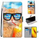 For Xiaomi Poco X3 NFC Coloured Drawing Cross Texture Horizontal Flip PU Leather Case with Holder & Card Slots & Wallet & Lanyard(Cat Drinking Soda) - 1