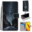 For Xiaomi Poco X3 NFC Coloured Drawing Cross Texture Horizontal Flip PU Leather Case with Holder & Card Slots & Wallet & Lanyard(Mountain Road Starry Sky) - 1