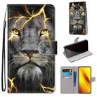 For Xiaomi Poco X3 NFC Coloured Drawing Cross Texture Horizontal Flip PU Leather Case with Holder & Card Slots & Wallet & Lanyard(Fission Lion) - 1