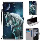 For Nokia 2.4 Coloured Drawing Cross Texture Horizontal Flip PU Leather Case with Holder & Card Slots & Wallet & Lanyard(Pensive Wolf) - 1