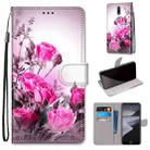For Nokia 2.4 Coloured Drawing Cross Texture Horizontal Flip PU Leather Case with Holder & Card Slots & Wallet & Lanyard(Wild Rose) - 1