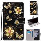 For Nokia 2.4 Coloured Drawing Cross Texture Horizontal Flip PU Leather Case with Holder & Card Slots & Wallet & Lanyard(Gold Diamond Butterfly) - 1