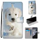 For Nokia 2.4 Coloured Drawing Cross Texture Horizontal Flip PU Leather Case with Holder & Card Slots & Wallet & Lanyard(Snow Puppy) - 1