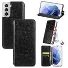 For Samsung Galaxy S21+ 5G Blooming Mandala Embossed Pattern Magnetic Horizontal Flip Leather Case with Holder & Card Slots & Wallet(Black) - 1
