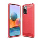 For Xiaomi Redmi Note 10 Pro / Note 10 Pro Max Brushed Texture Carbon Fiber TPU Case(Red) - 1